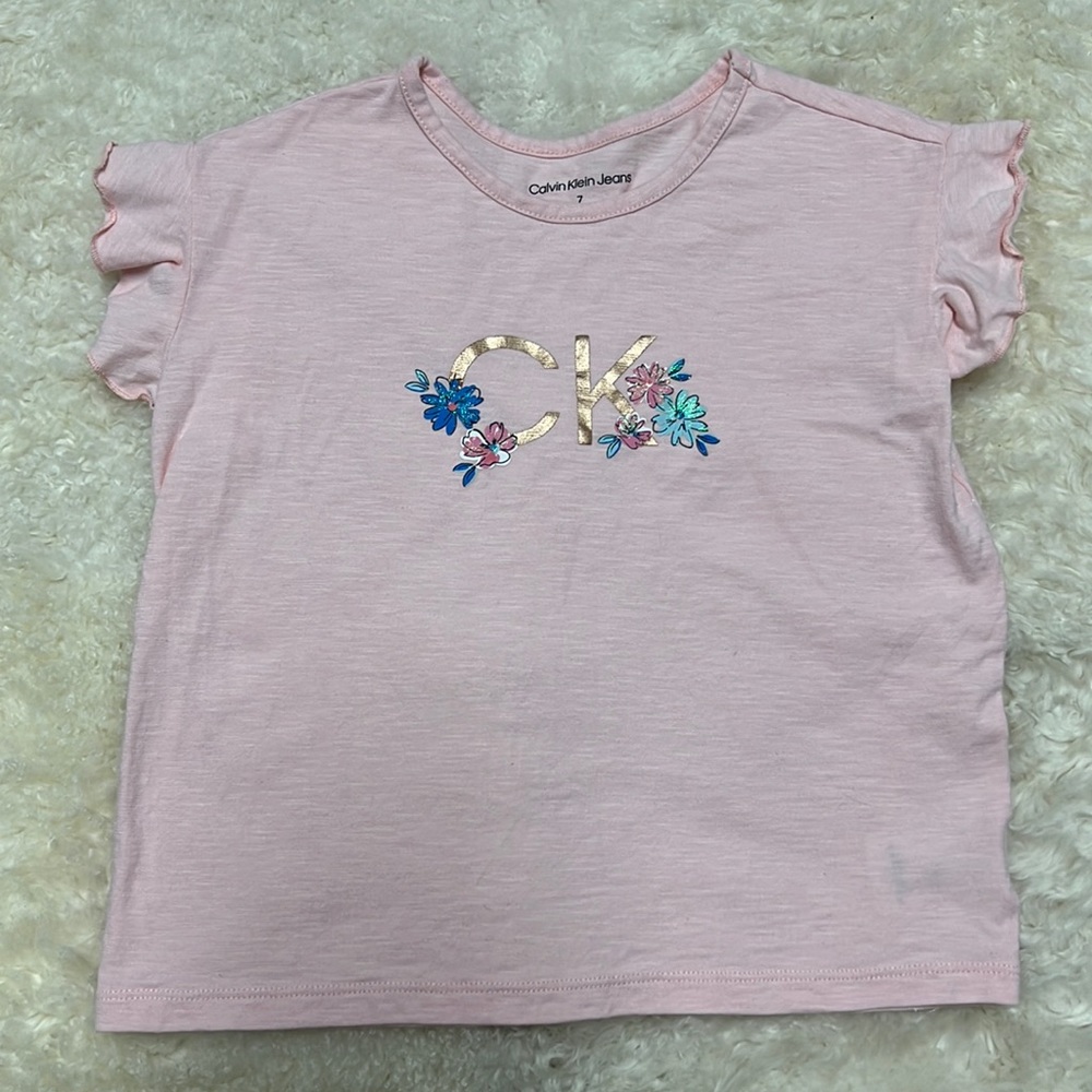 Calvin Klein Girls Pink Short Sleeve Tee